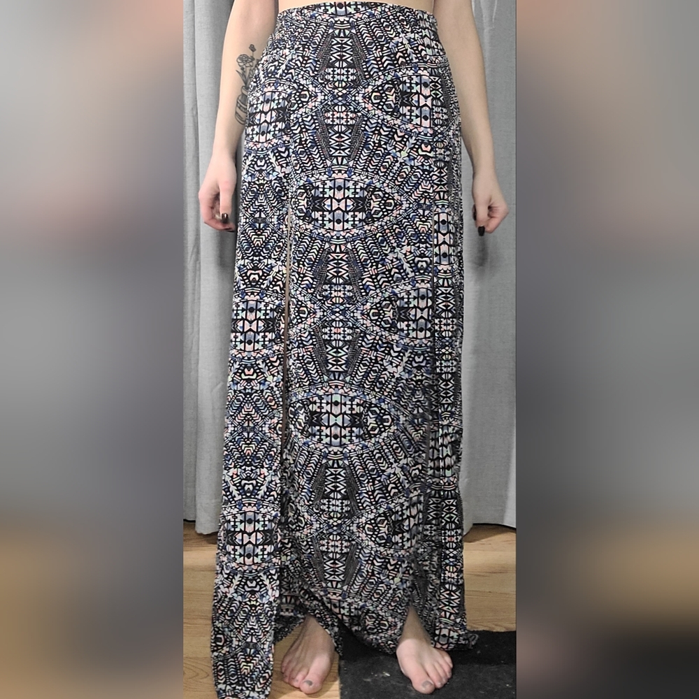 Tribal long skirt with cutouts